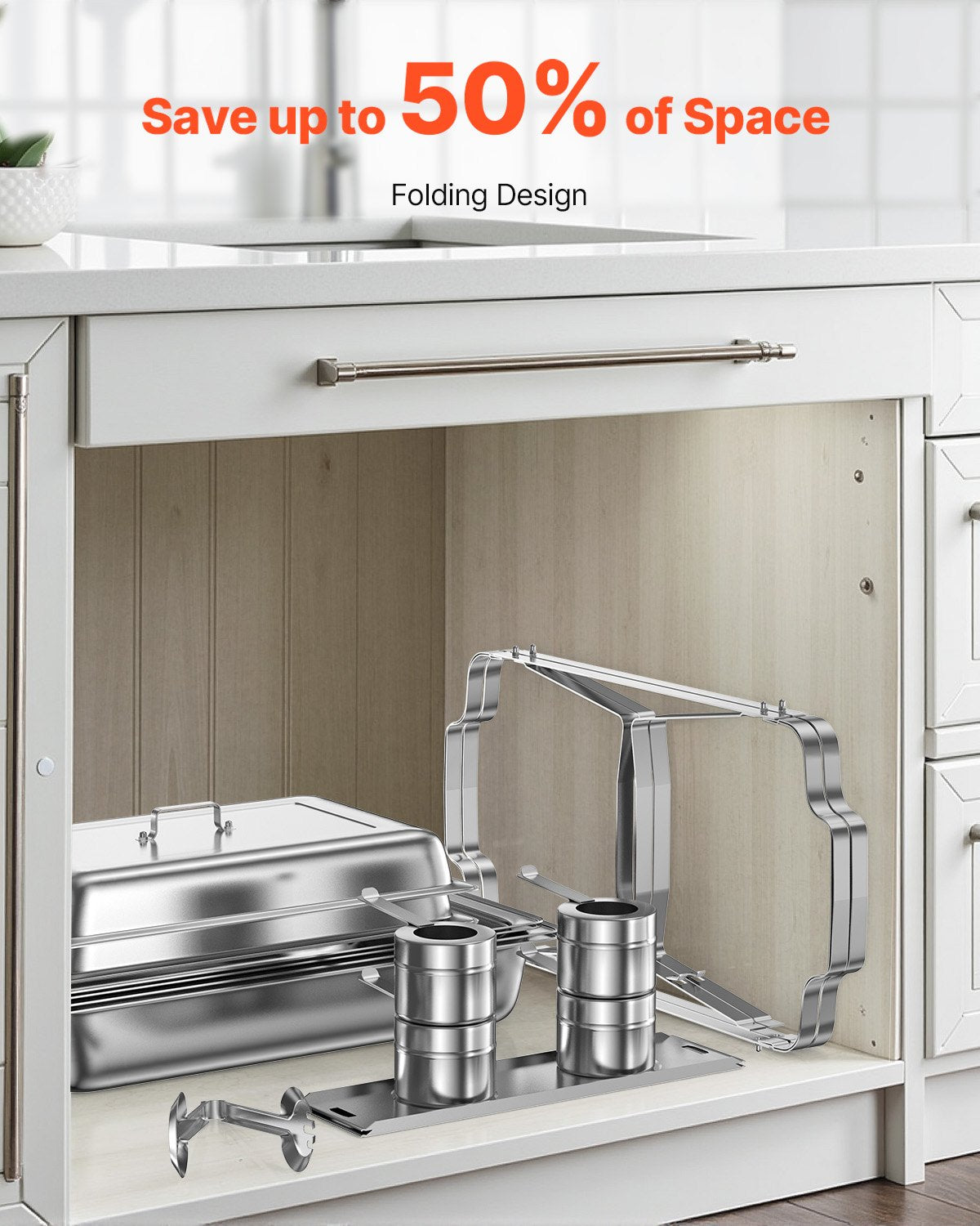 8 Qt 4-pack rectangle chafing dish buffet set full size pan stainless steel