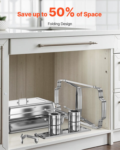 8 Qt 4-pack rectangle chafing dish buffet set full size pan stainless steel