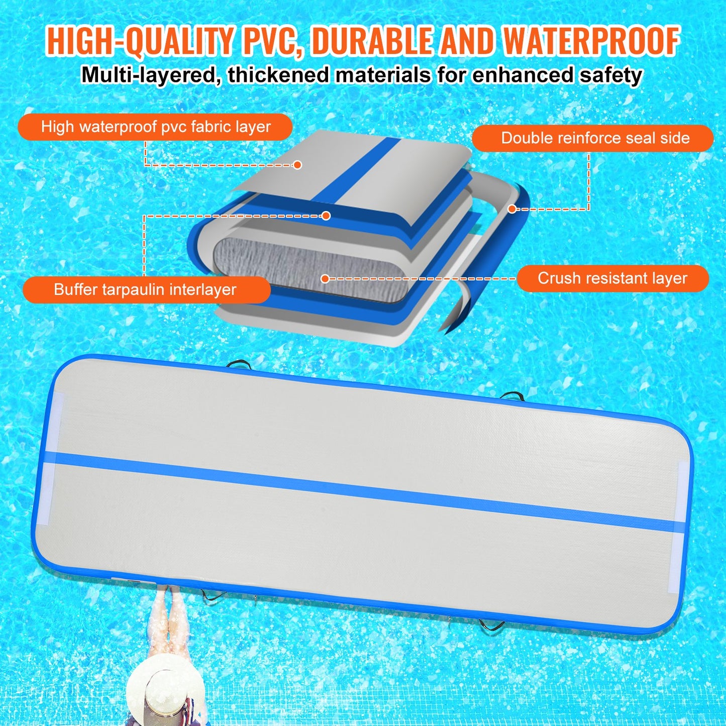 10FT Air Track Inflatable Training Tumbling Gymnastics Gym Mat with Pump