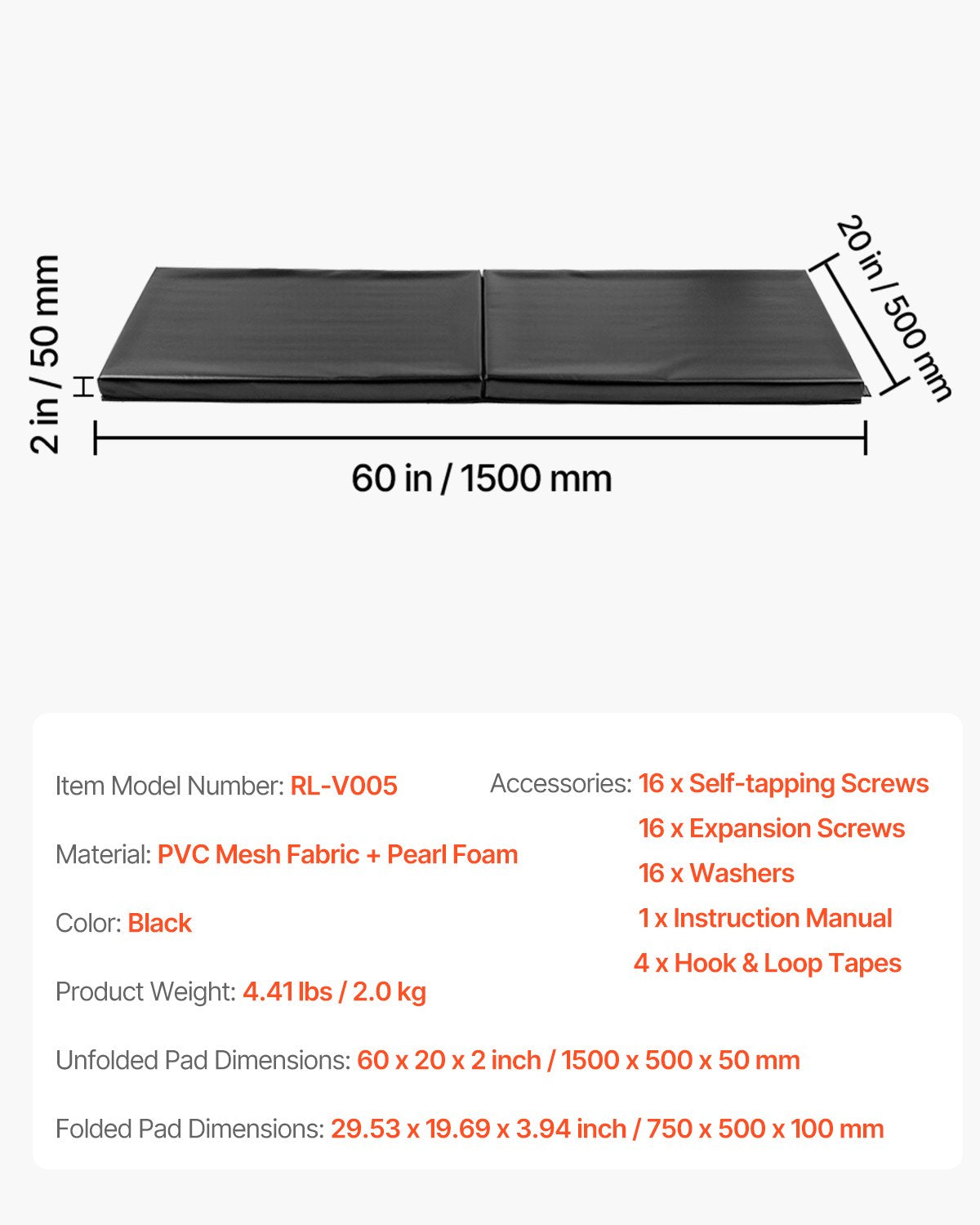 Gym Wall Padding Waterproof Basketball Mat 5cm Thick Foam Court Garage