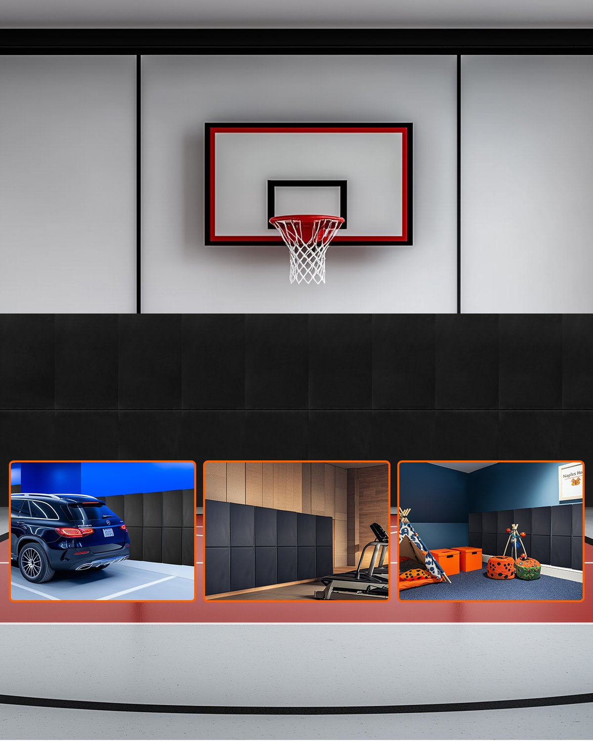 Gym Wall Padding Waterproof Basketball Mat 5cm Thick Foam Court Garage