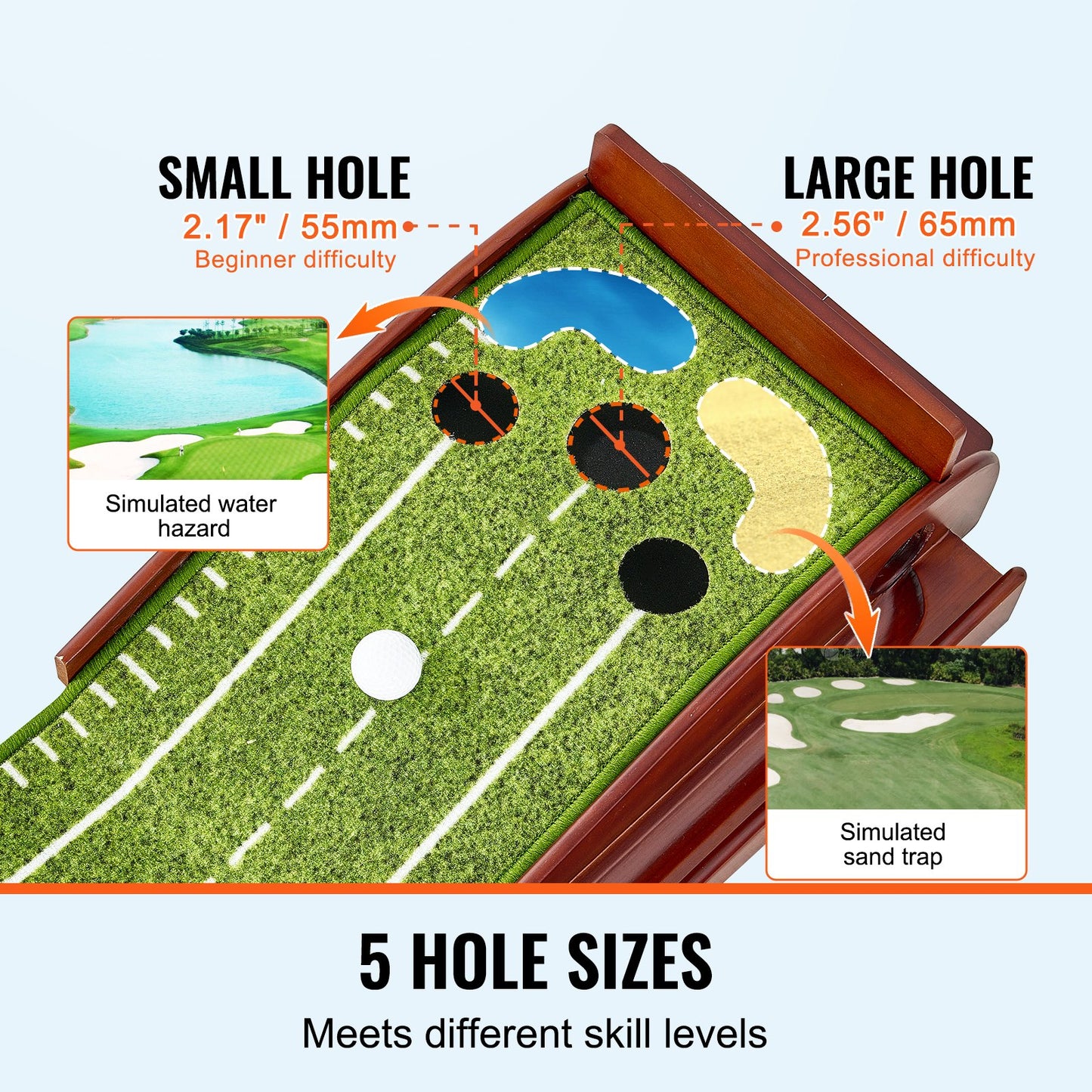 5-håls golfputtmatta Inomhusgolfputtinggreen Golfträningshjälp
