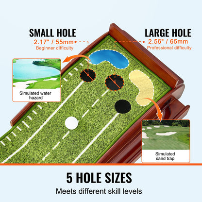 5-håls golfputtmatta Inomhusgolfputtinggreen Golfträningshjälp
