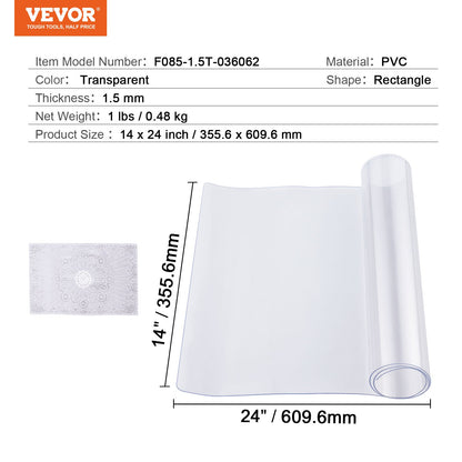 PVC bordsskydd 14x24 tum klar plast skrivbordsskydd 1,5 mm tjock