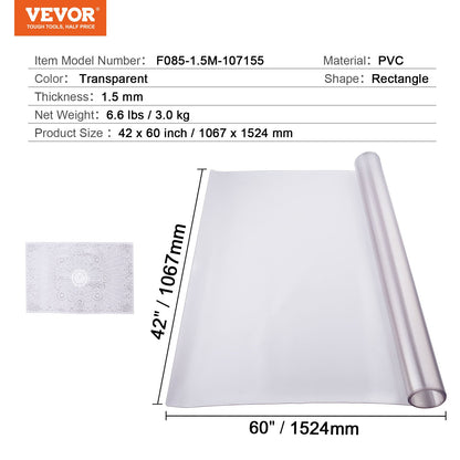 PVC bordsskydd 42x60 tum frostat plast skrivbordsskydd 1,5 mm tjockt