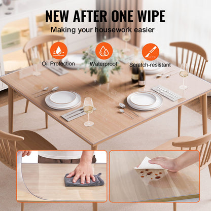 PVC table cover 48x48 inch clear plastic desk cover 1.5mm thick