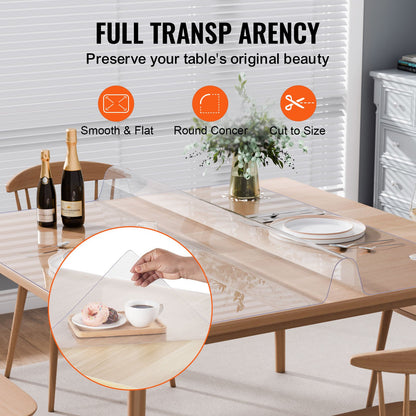 PVC table cover 48x48 inch clear plastic desk cover 1.5mm thick