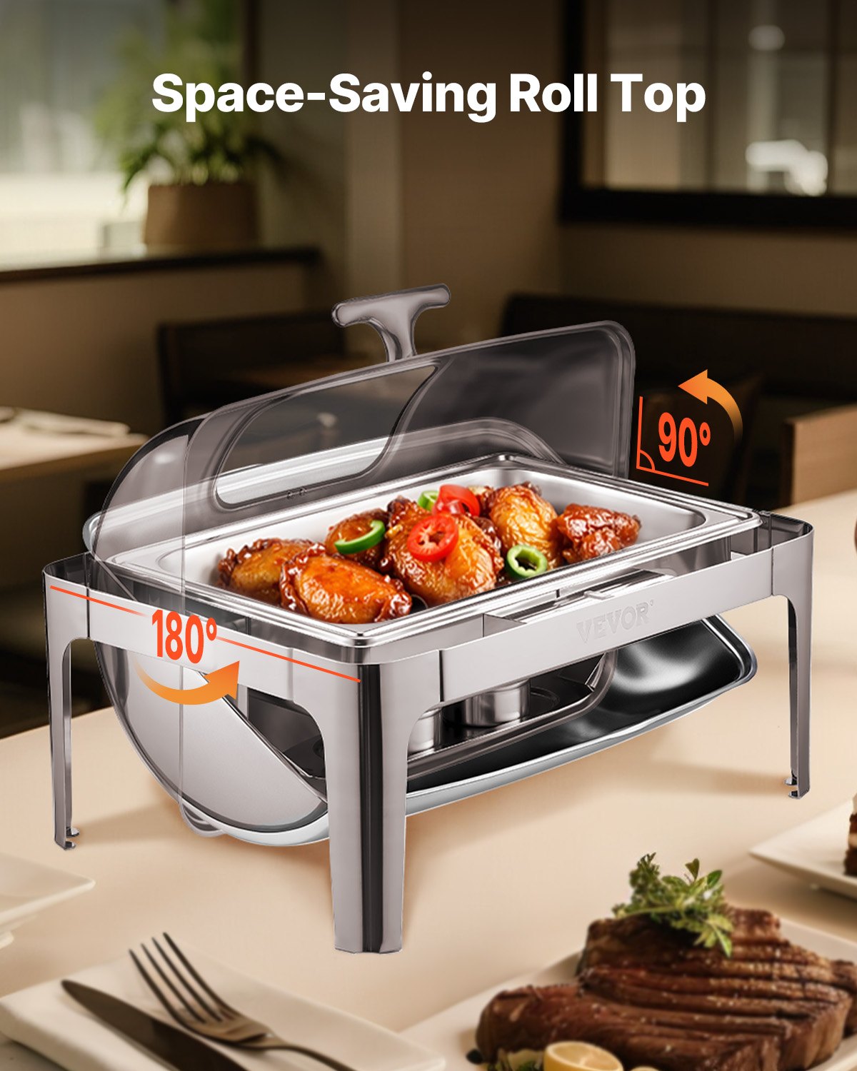 9Qt 1-Pack Rectangular Roll Top Saucepan Set with 2 Half-Size Saucepans