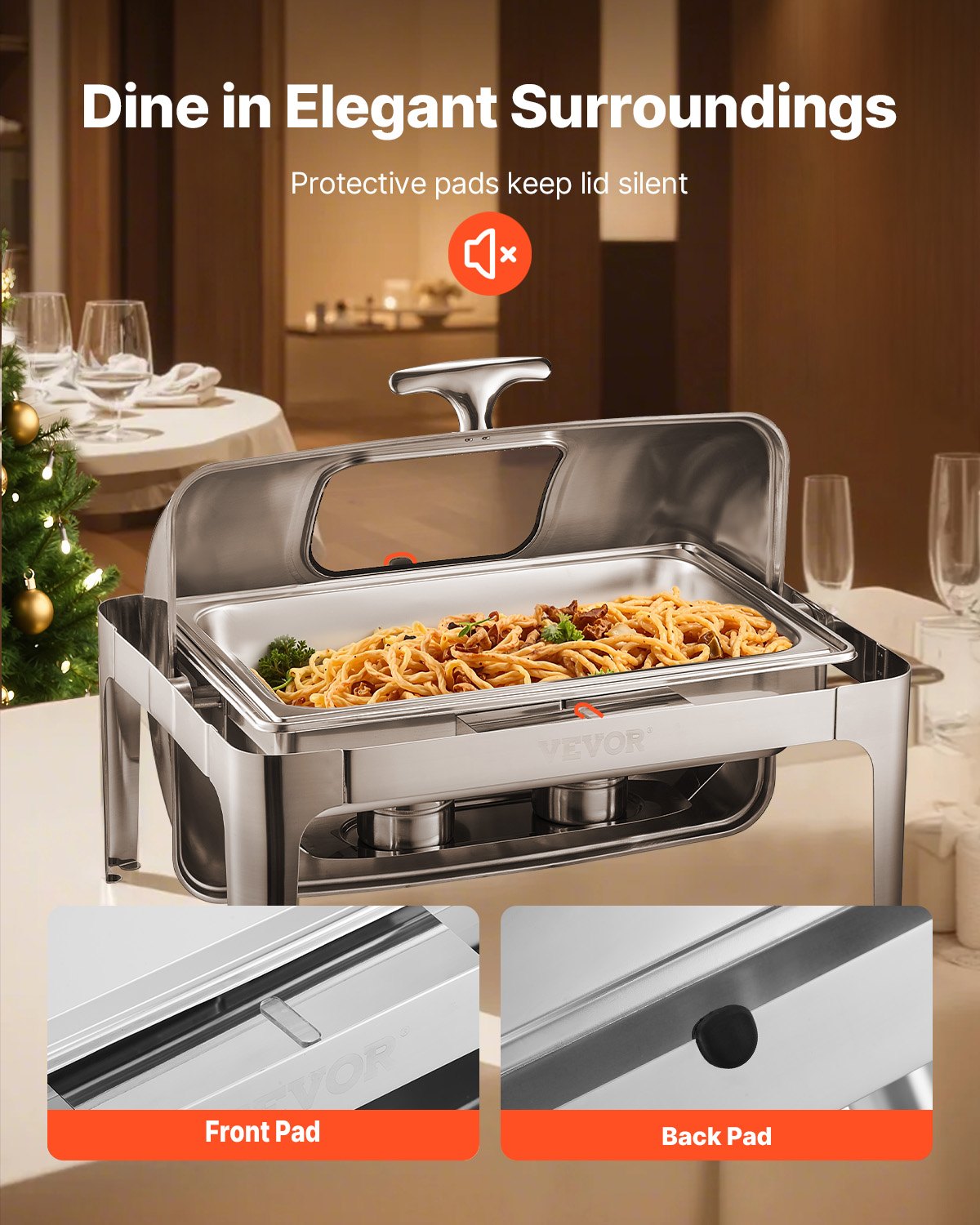 9Qt 1-Pack Rectangular Roll Top Saucepan Set with 2 Half-Size Saucepans