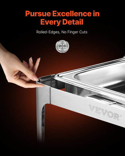 9Qt Rectangular Roll Top Frying Pan Set with Full Size Pan Stainless Steel