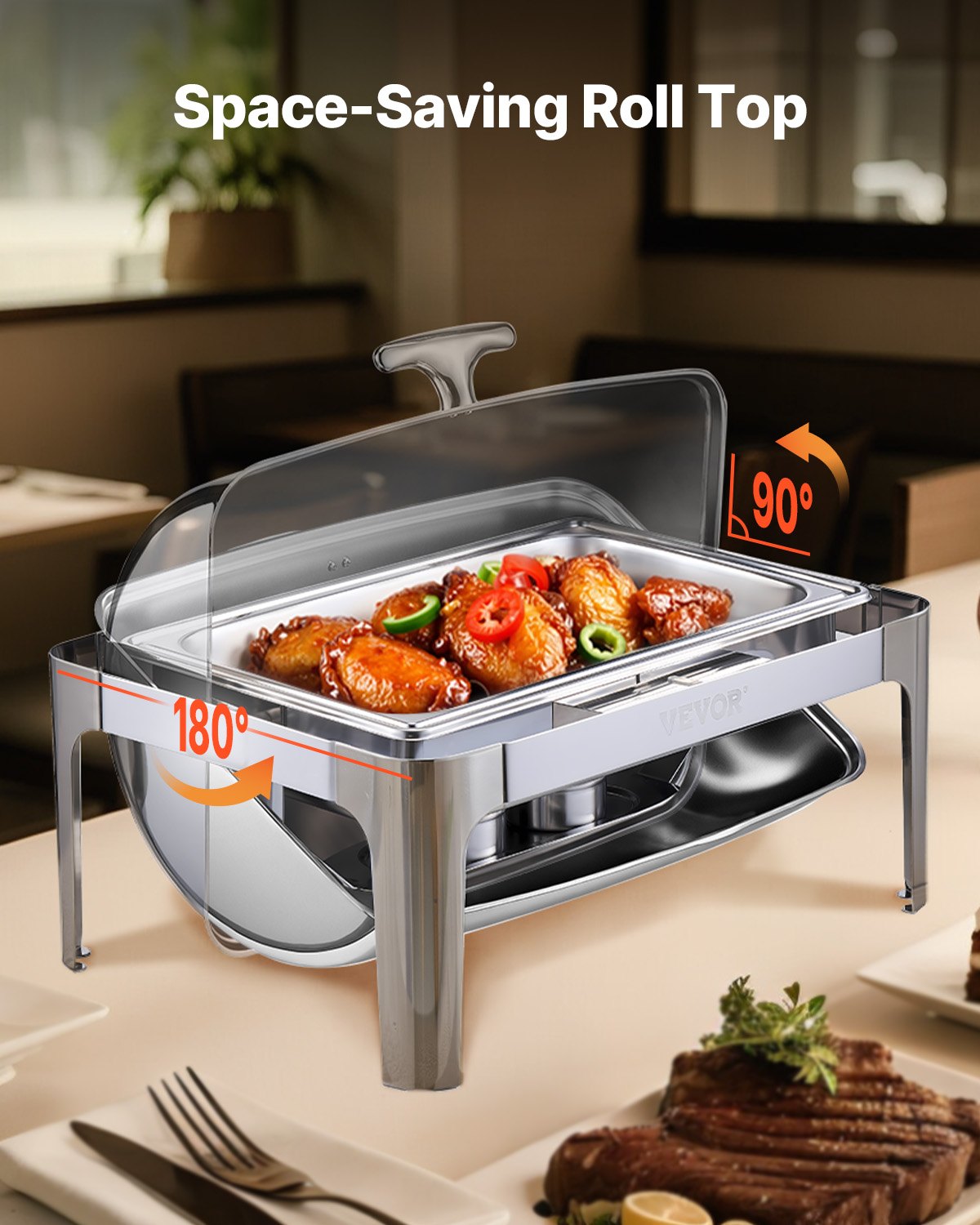 9Qt Rectangular Roll Top Frying Pan Set with Full Size Pan Stainless Steel