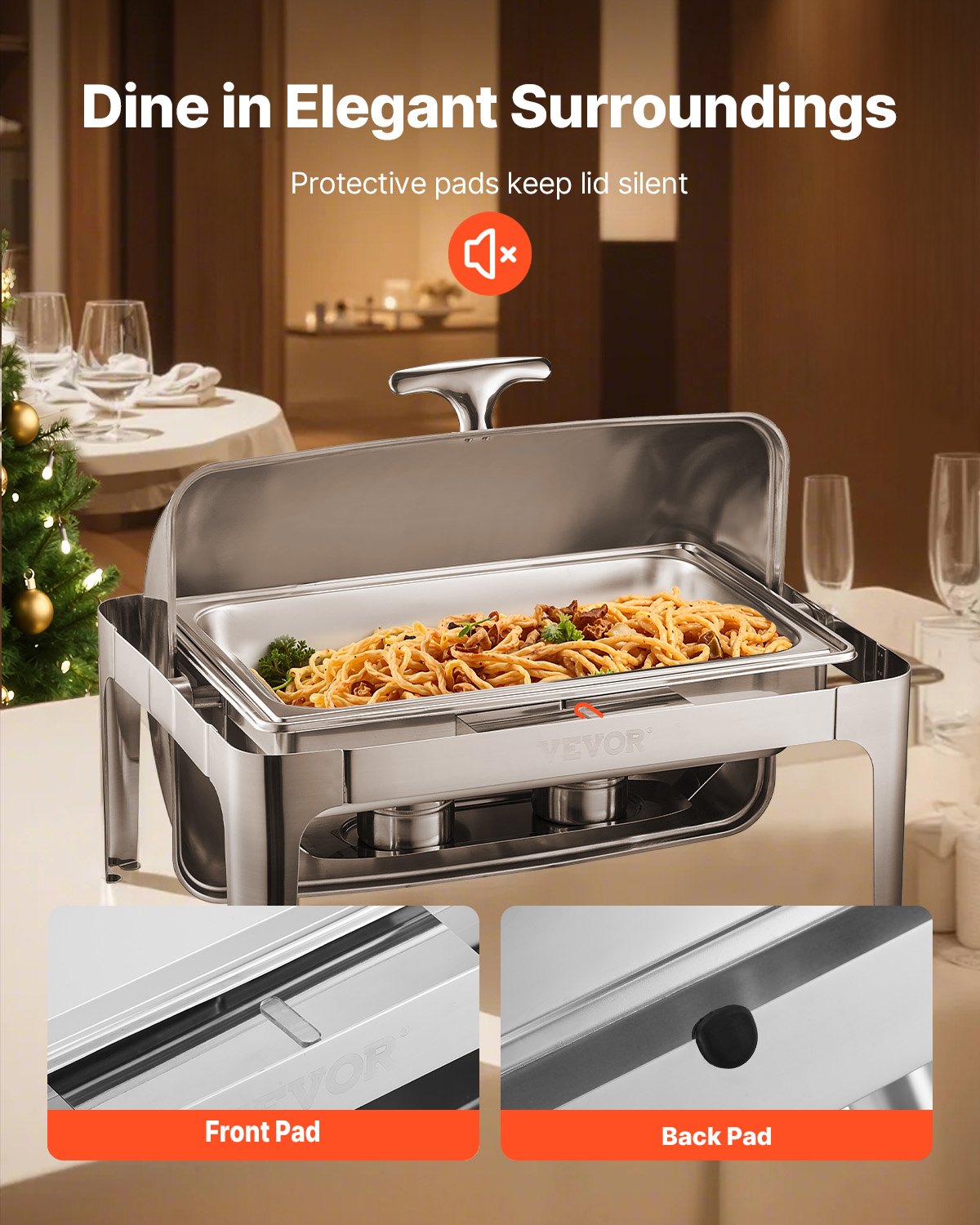 9Qt Rectangular Roll Top Frying Pan Set with Full Size Pan Stainless Steel