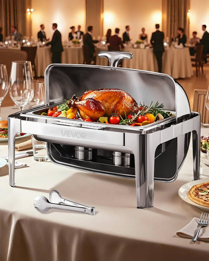 9Qt Rectangular Roll Top Frying Pan Set with Full Size Pan Stainless Steel