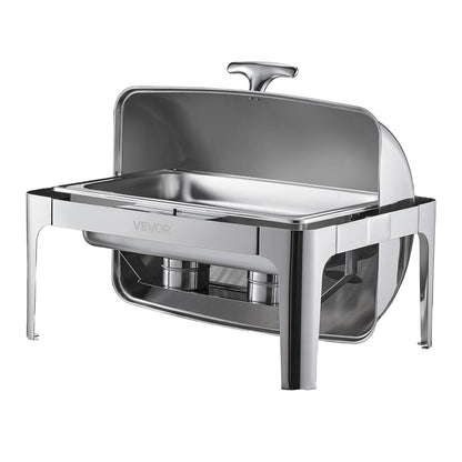 9Qt Rectangular Roll Top Frying Pan Set with Full Size Pan Stainless Steel