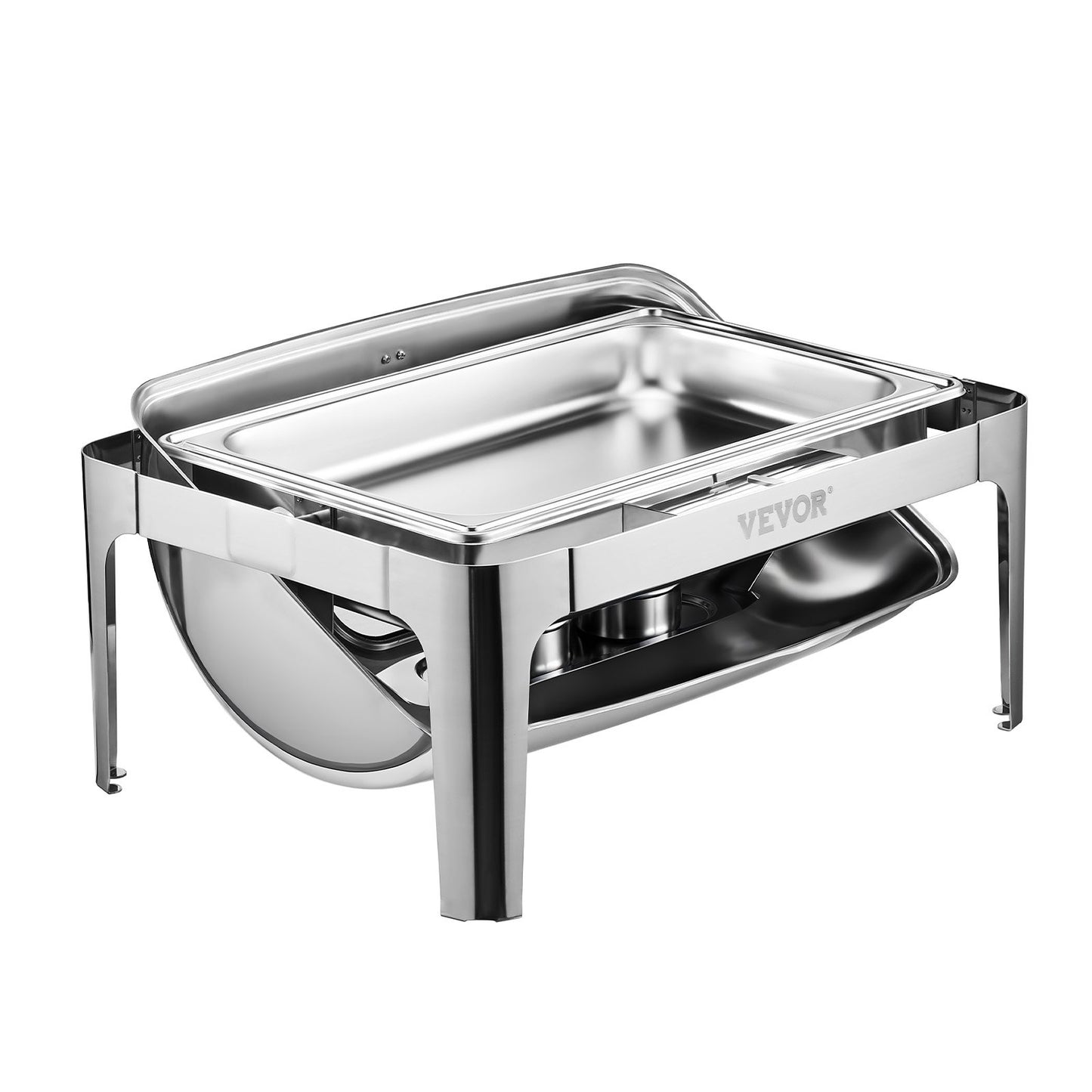 9Qt Rectangular Roll Top Frying Pan Set with Full Size Pan Stainless Steel