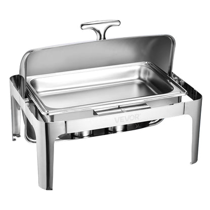 9Qt Rectangular Roll Top Frying Pan Set with Full Size Pan Stainless Steel