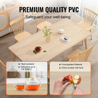 Clear Bordsskydd, 36" x 72" Bordsöverdrag, 1,5 mm tjock PVC-plastduk, vattentätt skrivbordsskydd för Skrivbord, Soffbord, Matsalsbord