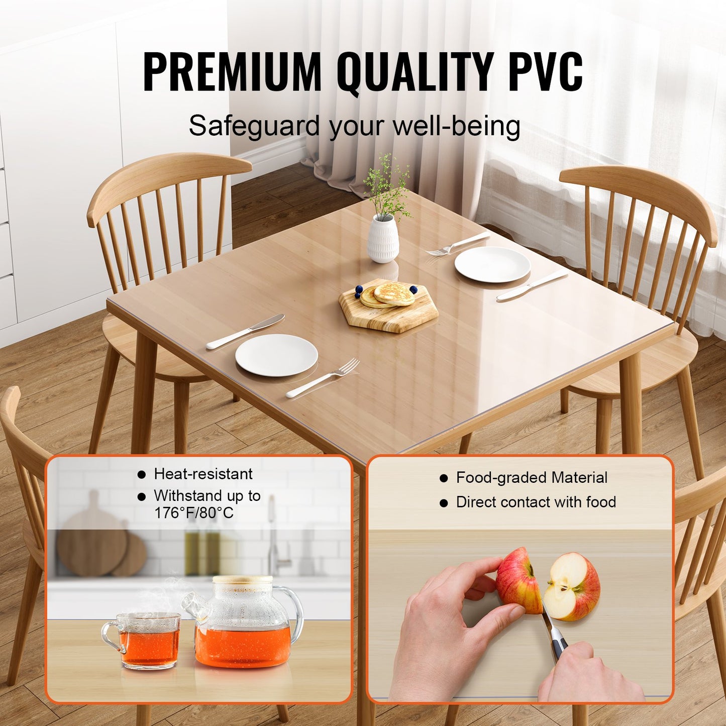 Clear Table Protector, 12" x12"/305 x 305 mm Table Cover, 1.5 mm Thick PVC Plastic Cloth, Waterproof Desk Protector for Desk, Coffee Table, Dining Table