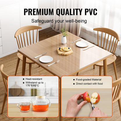 Clear Table Protector, 12" x12"/305 x 305 mm Table Cover, 1.5 mm Thick PVC Plastic Cloth, Waterproof Desk Protector for Desk, Coffee Table, Dining Table
