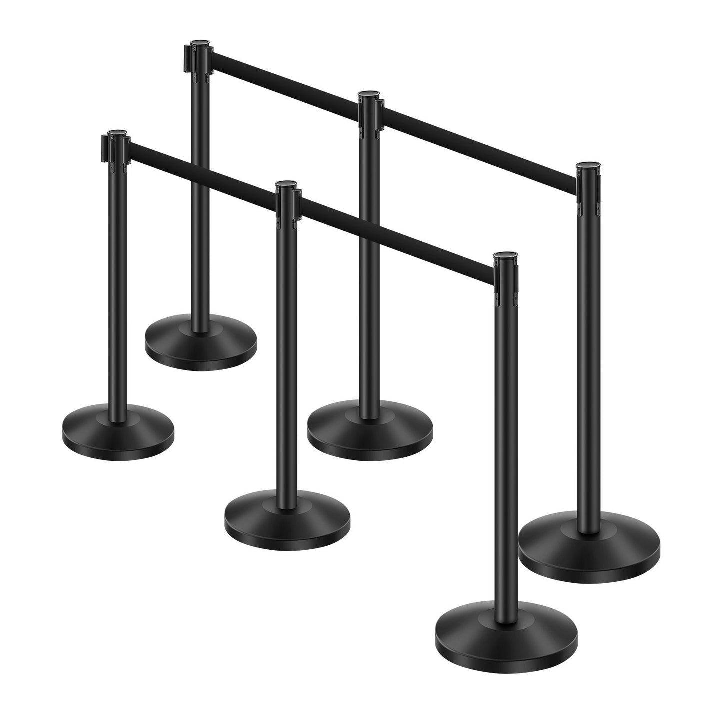 6 support posts with 4 retractable belts and hollow base for sand injection