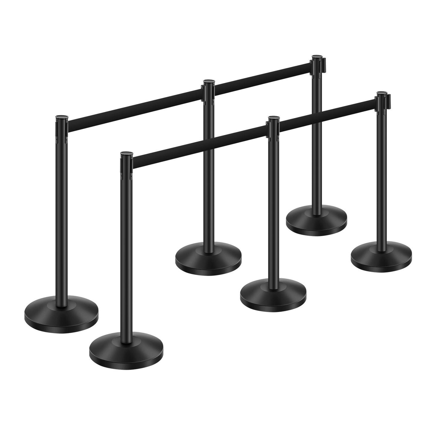 6 support posts with 4 retractable belts and hollow base for sand injection