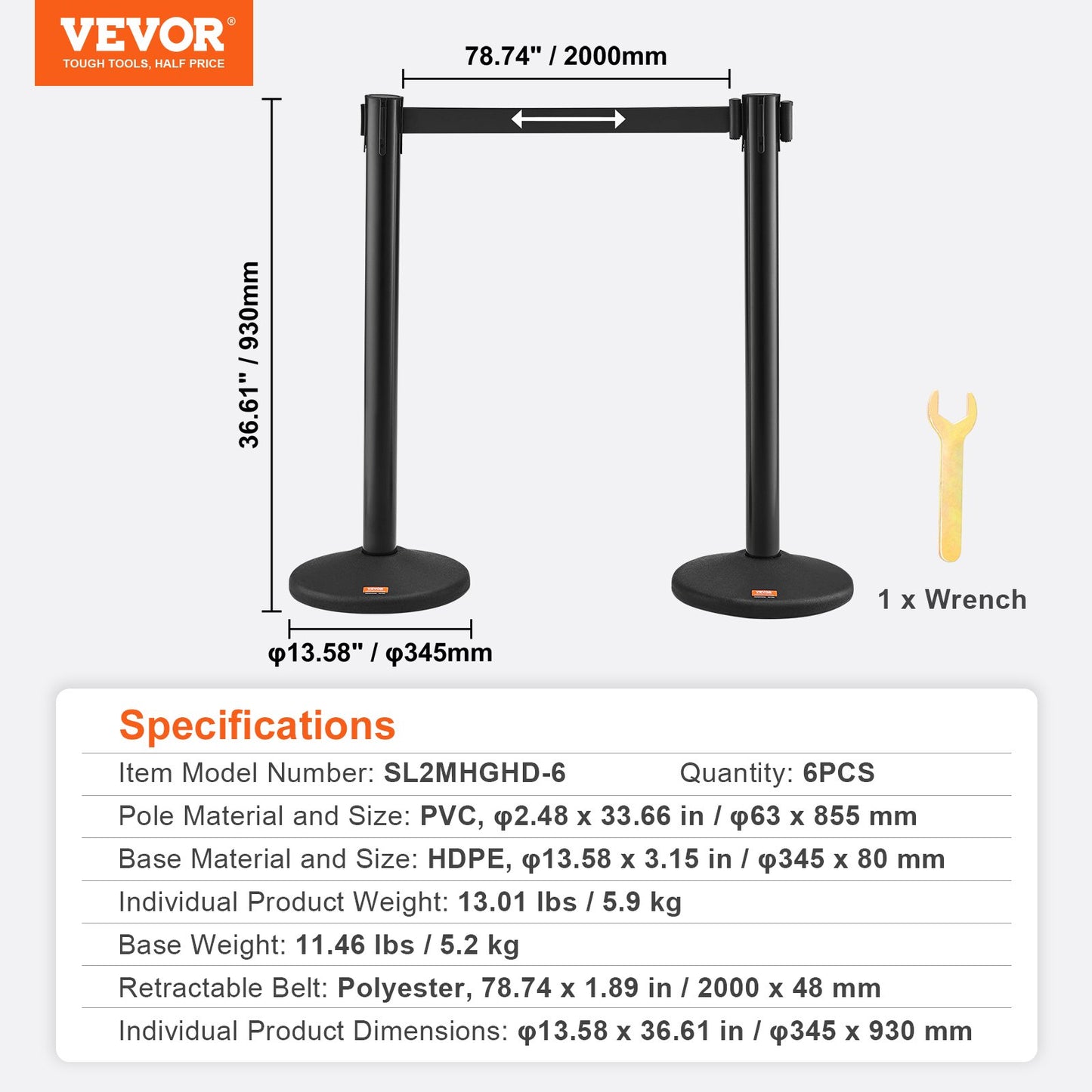 Crowd Control Poles, 6 Pack Crowd Control Barriers with 3PCS 6.5 FT Black Retractable Belts, Plastic Pole Queue Pole, Belt Barriers Line Divider Pole for Airport, Exhibition