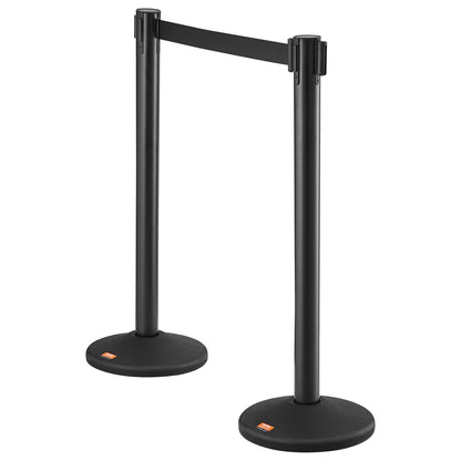 Crowd Control Poles, 6 Pack Crowd Control Barriers with 3PCS 6.5 FT Black Retractable Belts, Plastic Pole Queue Pole, Belt Barriers Line Divider Pole for Airport, Exhibition