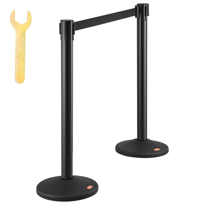 Crowd Control Poles, 6 Pack Crowd Control Barriers with 3PCS 6.5 FT Black Retractable Belts, Plastic Pole Queue Pole, Belt Barriers Line Divider Pole for Airport, Exhibition