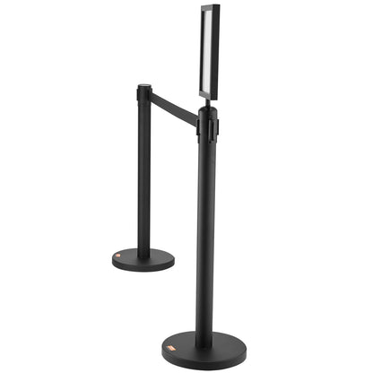 Crowd Control Posts, 6-Pack Crowd Control Barriers, Carbon Steel Baking Painted Pole Queue Post with Sign Holder &amp; 3 PCS 6.5 FT Retractable Belt, Belt Barrier Line Divider, Easy Assembly