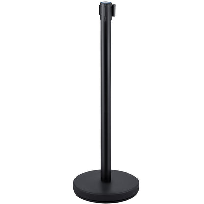 6PCS Black Belt Stanchion Queue Posts Tripod Rope Retractable Audience Barrier