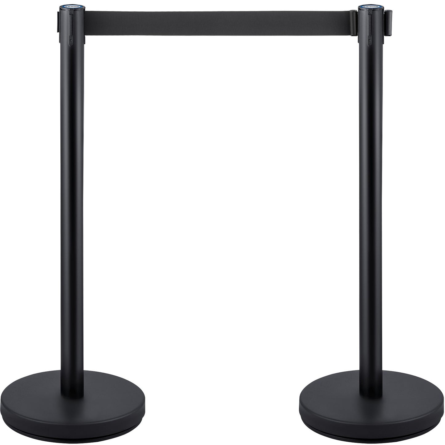 6PCS Black Belt Stanchion Queue Posts Tripod Rope Retractable Audience Barrier