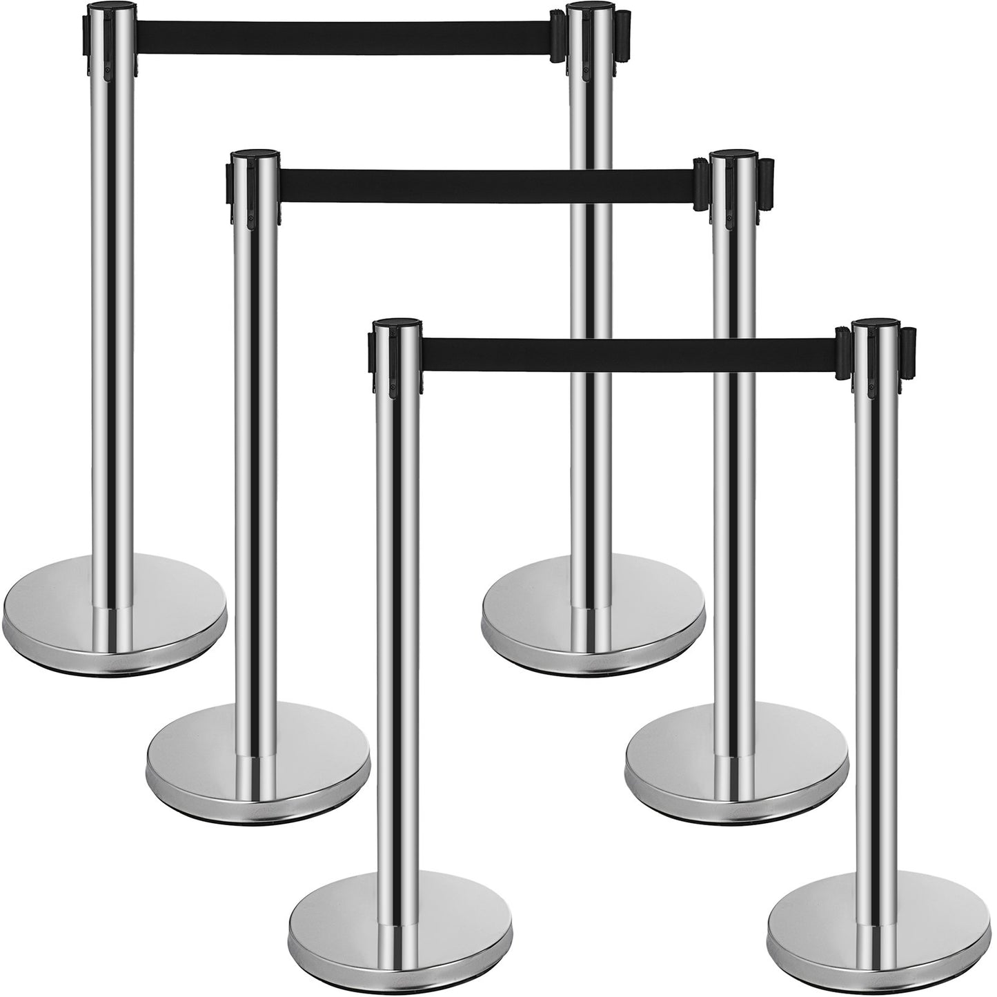 Crowd Control Stanchions Barriers 6-pack with 3PCS Retractable Belts