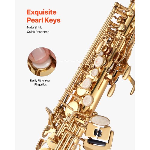 Gold Mässing Rak Sopransaxofon B Flat Sax med Munstycke |  EU