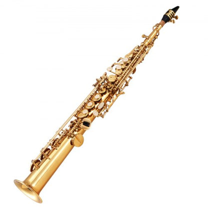 Gold Mässing Rak Sopransaxofon B Flat Sax med Munstycke |  EU