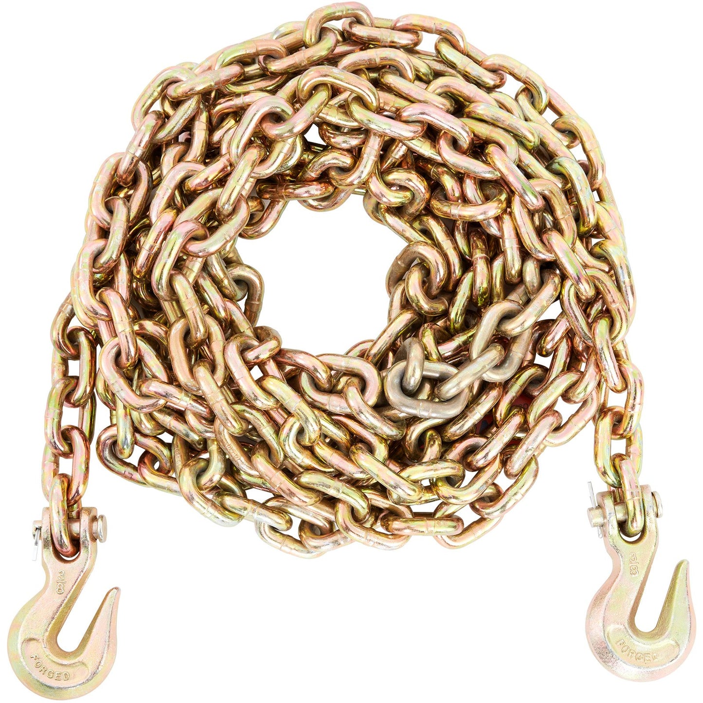 Transport Binder Chain, 7100 lbs Arbetsbelastningsgräns, 3/8'' x 20' G80 dragkedja förankrad med gripkrokar, DOT-certifierad, galvaniserad beläggning Manganstål för Dock Factory Construction Site