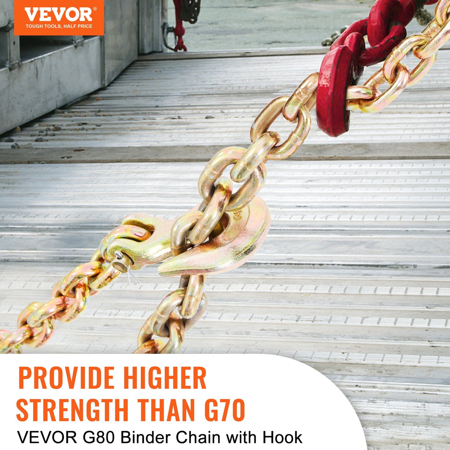 Transport Binder Chain, 4900 lbs Working Load Limit, 5/16'' x 20' G80 Drag Chain Anchored with Grapple Hooks, DOT Certified, Galvanized Coating Manganese Steel for Dock Factory Construction Site