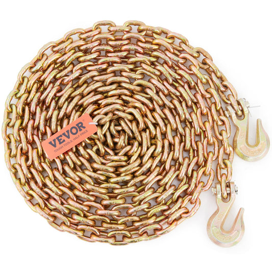 Transport Binder Chain, 4900 lbs Working Load Limit, 5/16'' x 20' G80 Drag Chain Anchored with Grapple Hooks, DOT Certified, Galvanized Coating Manganese Steel for Dock Factory Construction Site
