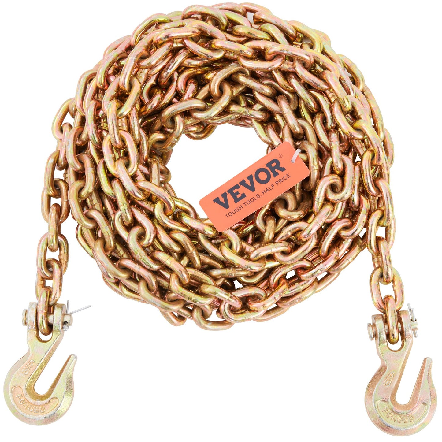 Transport Binder Chain, 4900 lbs Working Load Limit, 5/16'' x 20' G80 Drag Chain Anchored with Grapple Hooks, DOT Certified, Galvanized Coating Manganese Steel for Dock Factory Construction Site