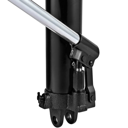 Hydraulic Long Ram Jack, 3 ton/6600 lbs capacity, with single piston pump and pin base, manual cherry picker with handle, for garage/shop cranes, engine lift, black