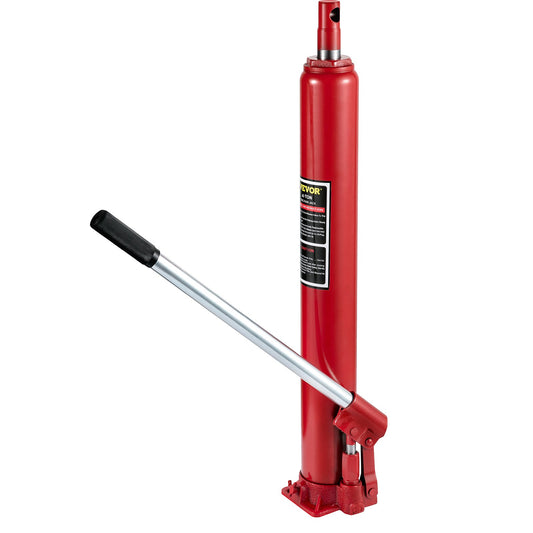 Hydraulic Long Ram Jack, 4 ton/8818 lbs kapacitet, med enkelkolvspump och platt bas, manuell körsbärsplockare med handtag, för garage/verkstadskranar, motorlyftlyft, röd