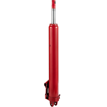Hydraulic Long Ram Jack, 8 ton/17363 lbs capacity, with single piston pump and fork base, manual cherry picker with handle, for garage/workshop cranes, engine lift lift, red