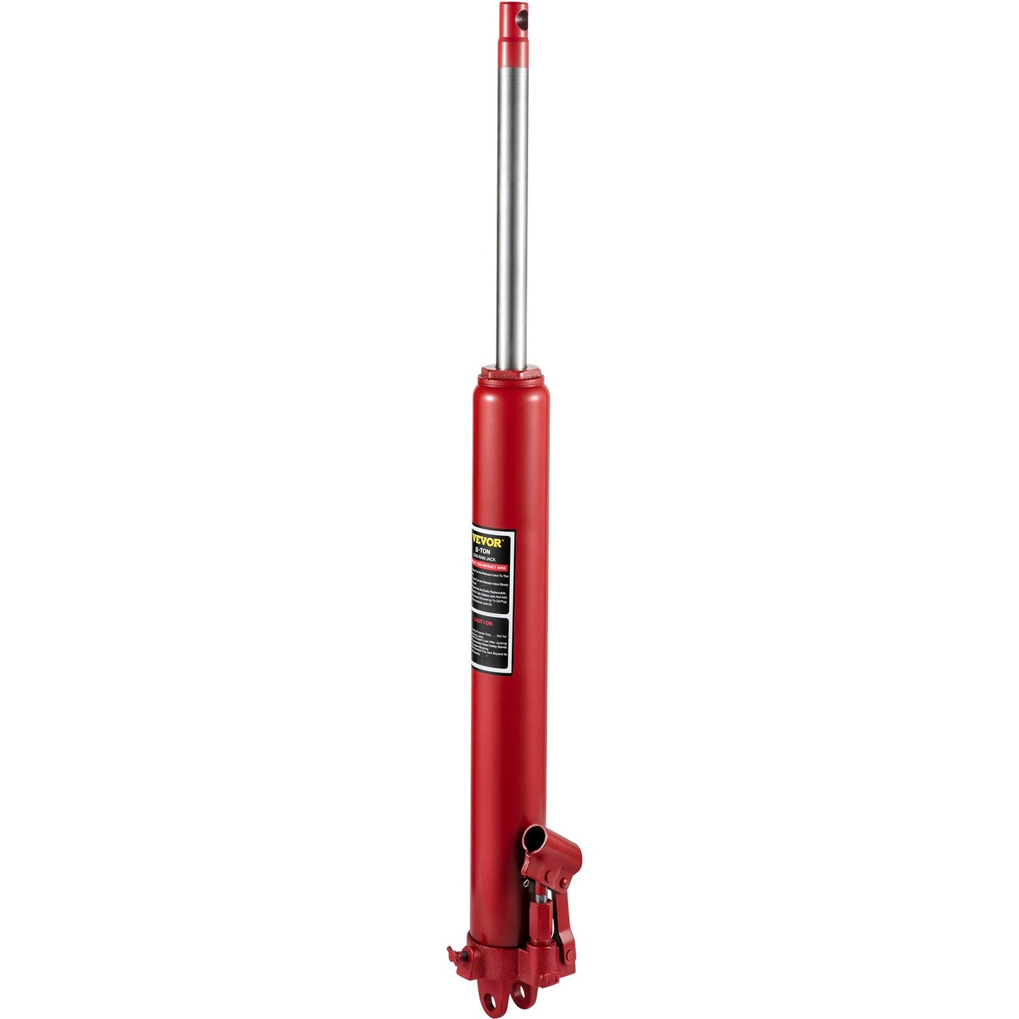 Hydraulic Long Ram Jack, 8 ton/17363 lbs capacity, with single piston pump and fork base, manual cherry picker with handle, for garage/workshop cranes, engine lift lift, red