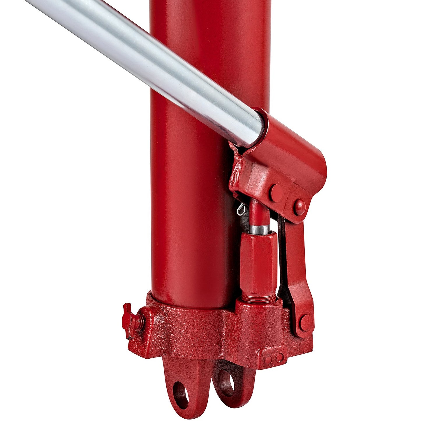 Hydraulic Long Ram Jack, 8 ton/17363 lbs capacity, with single piston pump and fork base, manual cherry picker with handle, for garage/workshop cranes, engine lift lift, red