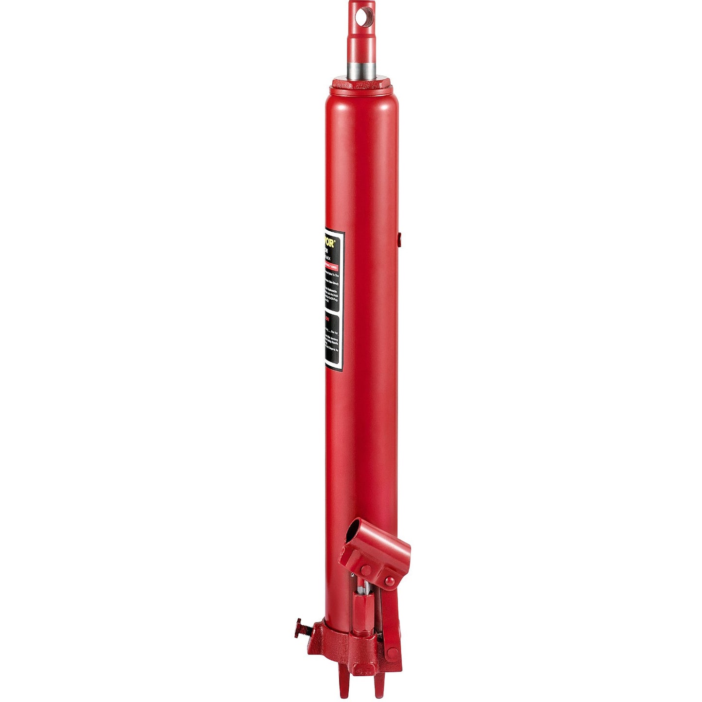 Hydraulic Long Ram Jack, 8 ton/17363 lbs capacity, with single piston pump and fork base, manual cherry picker with handle, for garage/workshop cranes, engine lift lift, red