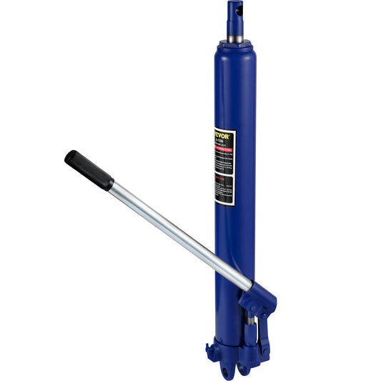 Hydraulic Long Ram Jack, 8 Ton/17363 lbs Capacity, with Single Piston Pump and Fork Base, Manual Cherry Picker with Handle, for Garage/Workshop Cranes, Engine Lift Lift, Blue