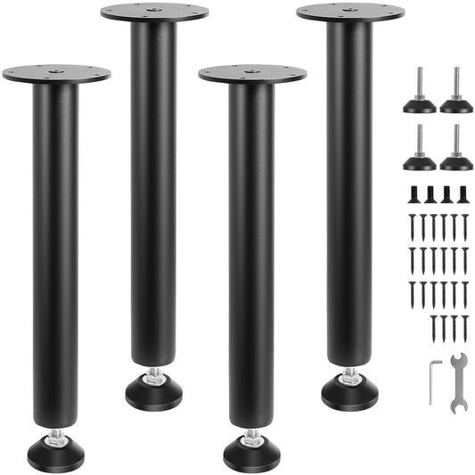 406,4 MM justerbara skrivbordsben, förstärkt stål kontorsbordsmöbler ben Set med 4 för gör-det-själv, 1200 lbs Lastkapacitet Heavy Duty skrivbordsben, snabbinstallationsben med justerbar fotkopp Svart