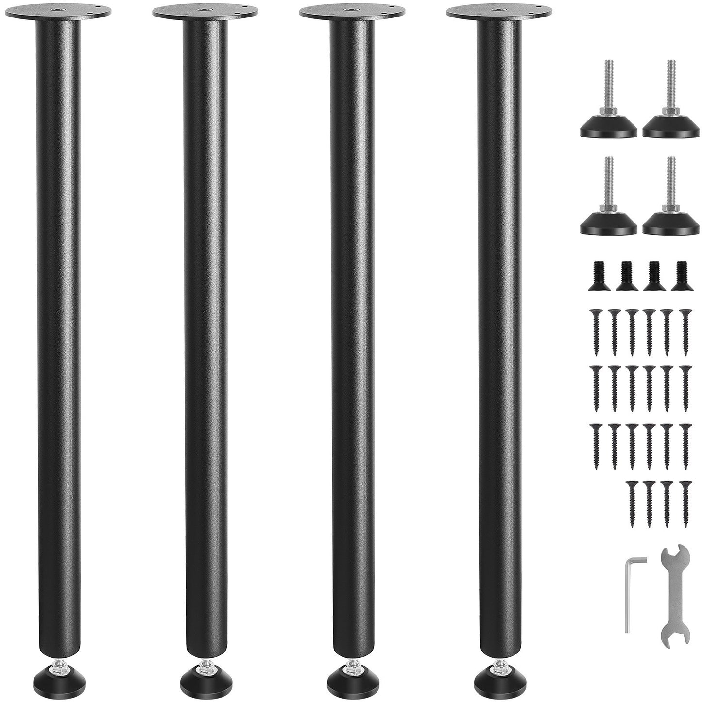 762MM Adjustable Desk Legs, Reinforced Steel Office Table Furniture Legs Set of 4 for DIY, 544.3 KG Load Capacity Heavy Duty Desk Legs, Quick Install Legs with Adjustable Foot Cup Black