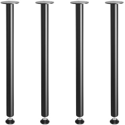 762MM Adjustable Desk Legs, Reinforced Steel Office Table Furniture Legs Set of 4 for DIY, 544.3 KG Load Capacity Heavy Duty Desk Legs, Quick Install Legs with Adjustable Foot Cup Black