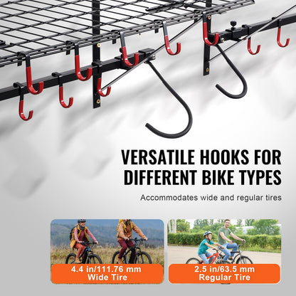 Bike Rack Wall Mounted Garage Bike Rack &amp; 2 Shelves for 4 Bikes