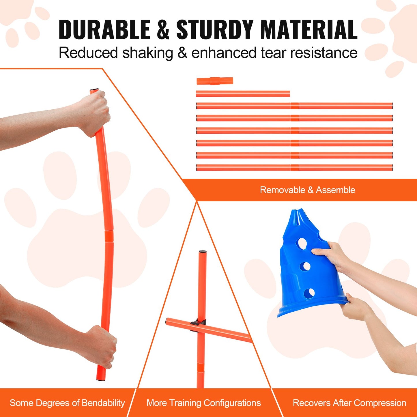 Dog Agility Häckkon Set 6 ST Kit-12 xKoner 6 xAgility Stavar med väska